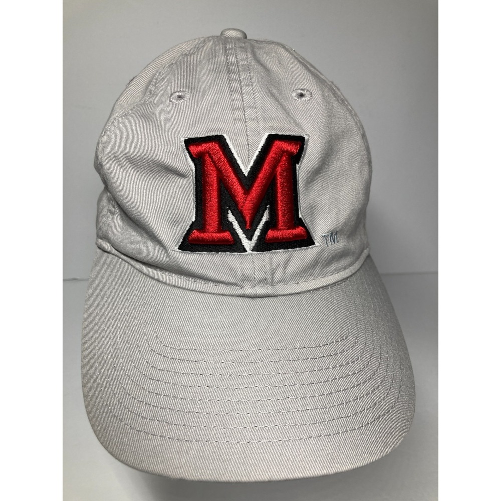 Miami University Redhawks Cap Hat Adult Gray Red Strapback Embroidered Adidas